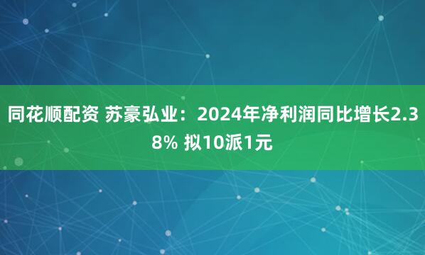 同花顺配资 苏豪弘业:2024年净利润同比增长2.38% 拟10派1元